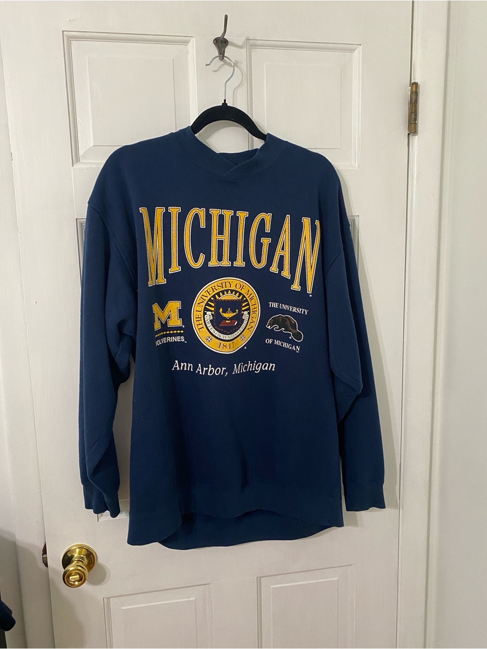 Michigan Men's Navy Crewneck Sweatshirt - University of Michigan